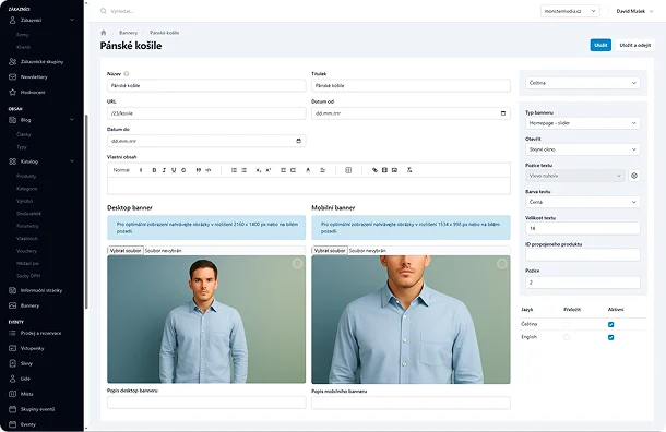 Správa bannerů s možností ořezu obrázků